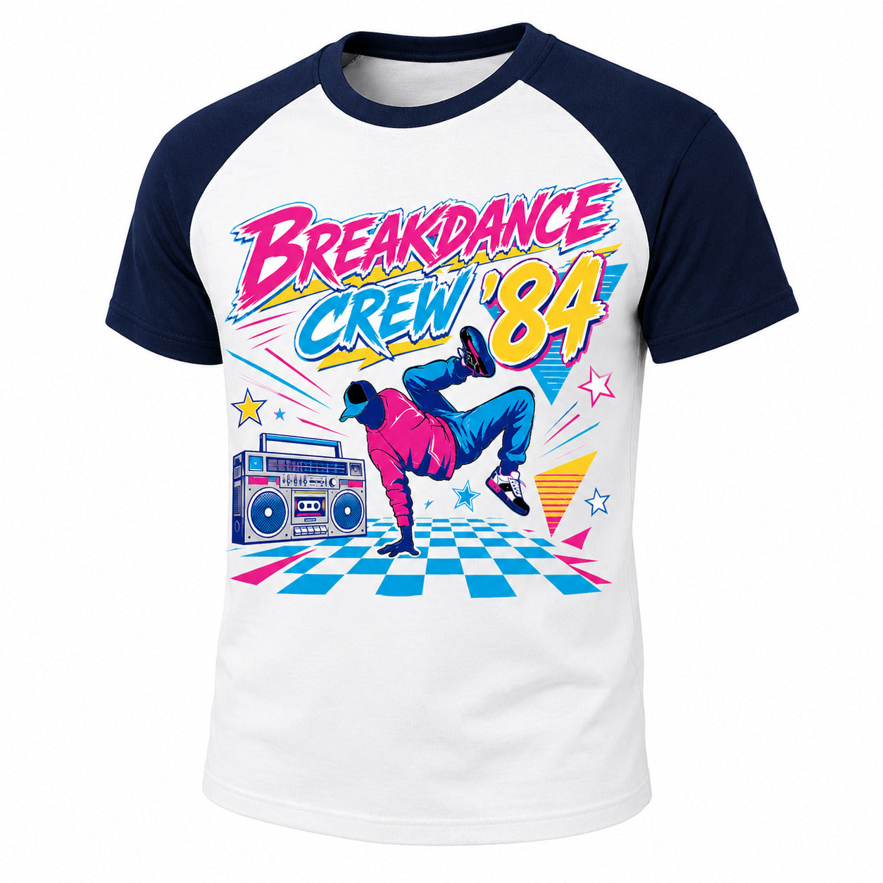 Galaxy Tees Breakdance Crew ’84 Baseball T-Shirt, 80s Retro Dance Tee