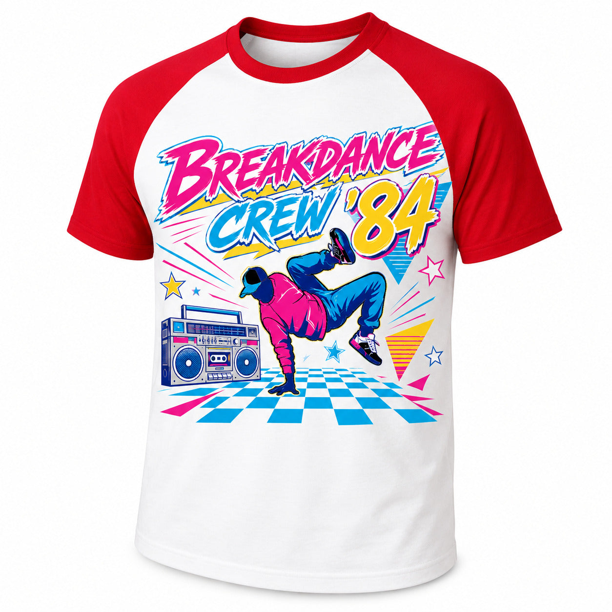 Galaxy Tees Breakdance Crew ’84 Baseball T-Shirt, 80s Retro Dance Tee