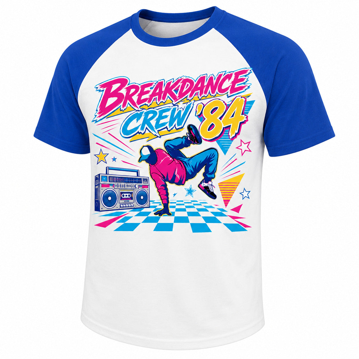 Galaxy Tees Breakdance Crew ’84 Baseball T-Shirt, 80s Retro Dance Tee
