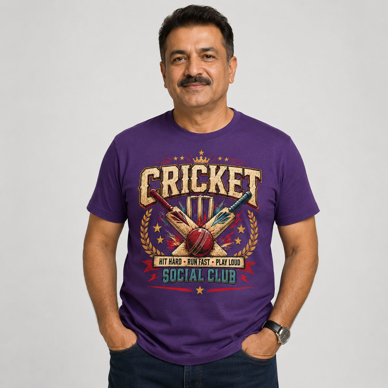 Cricket T-Shirt, Hit Hard Run Fast Play Loud Tee