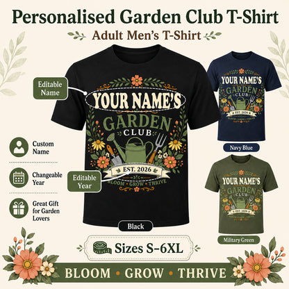 Personalised Garden Club T-Shirt - Name & Year