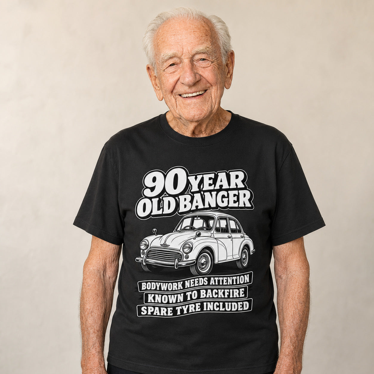 90 Year Old Banger T-Shirt - Funny 90th Birthday Classic Car Gift