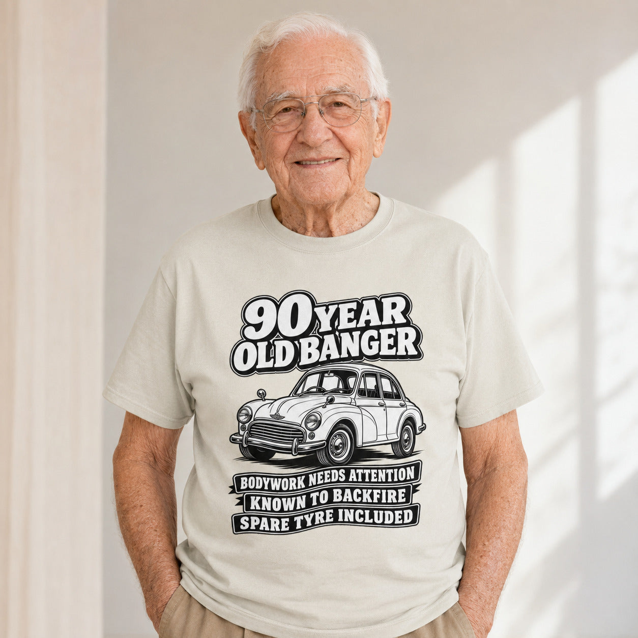 90 Year Old Banger T-Shirt - Funny 90th Birthday Classic Car Gift