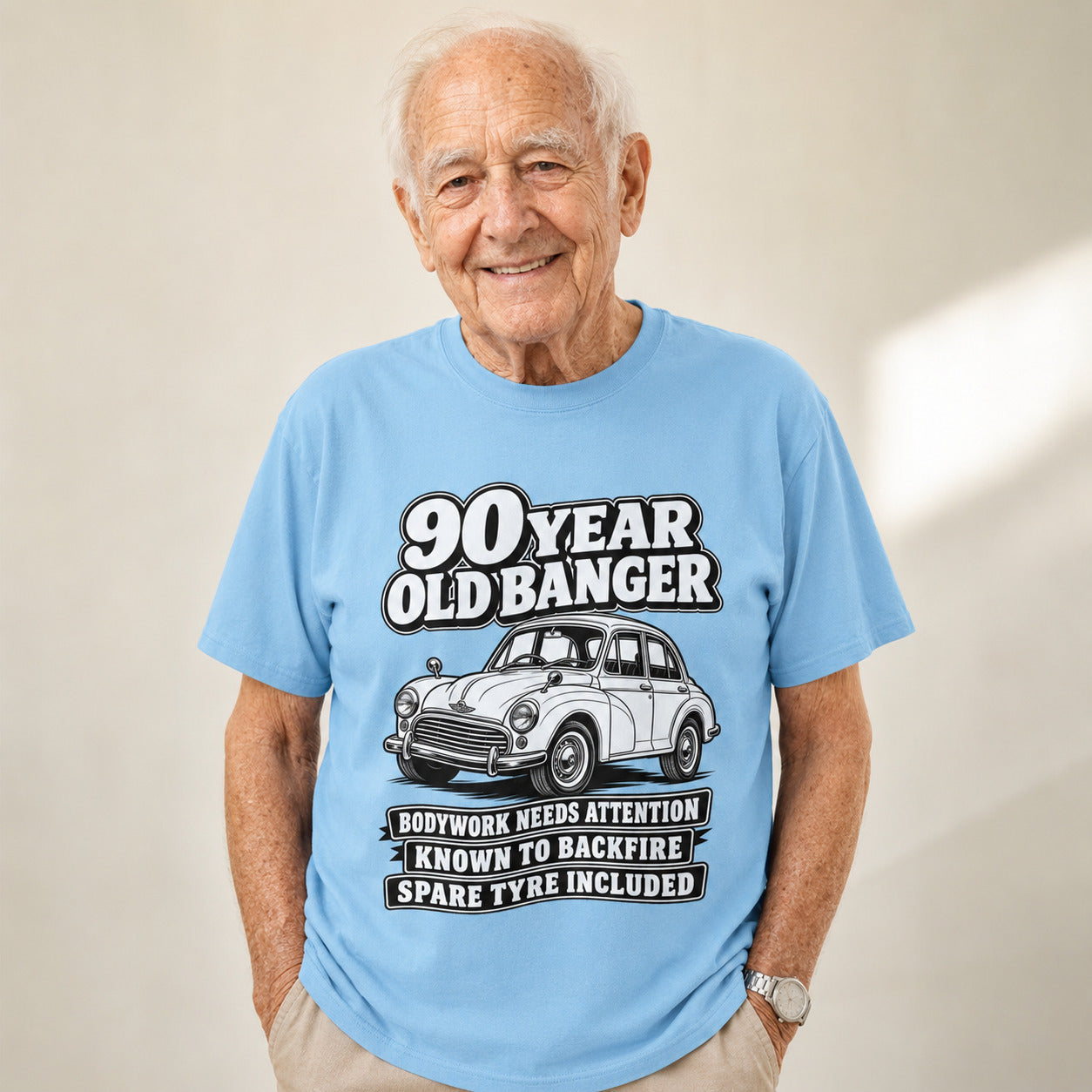 90 Year Old Banger T-Shirt - Funny 90th Birthday Classic Car Gift