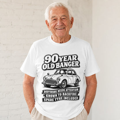 90 Year Old Banger T-Shirt - Funny 90th Birthday Classic Car Gift