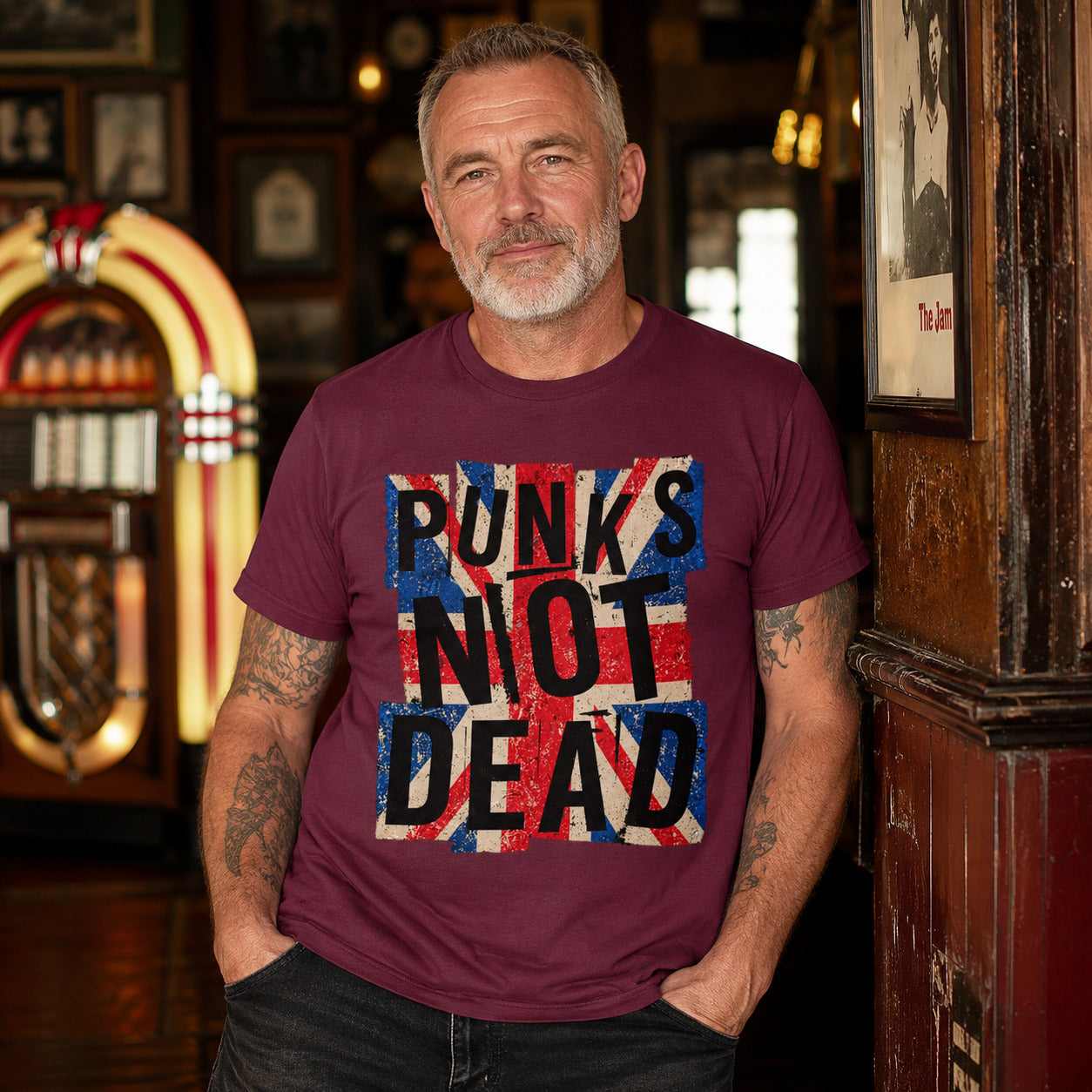 Punks Not Dead T-Shirt - Distressed Union Jack Punk Rock Tee
