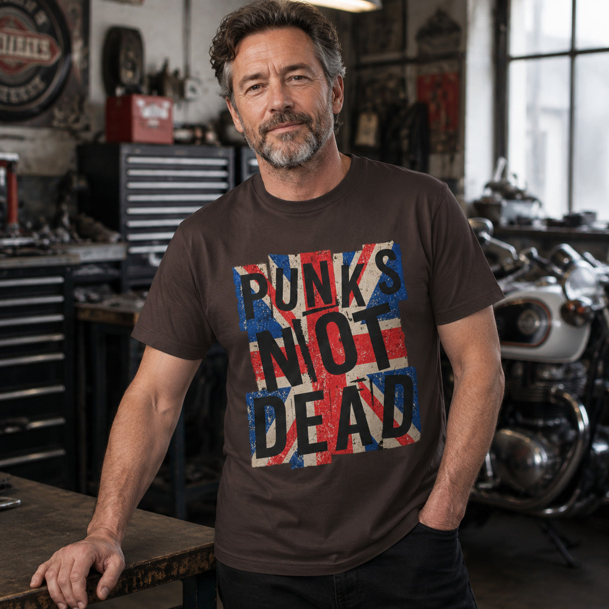 Punks Not Dead T-Shirt - Distressed Union Jack Punk Rock Tee
