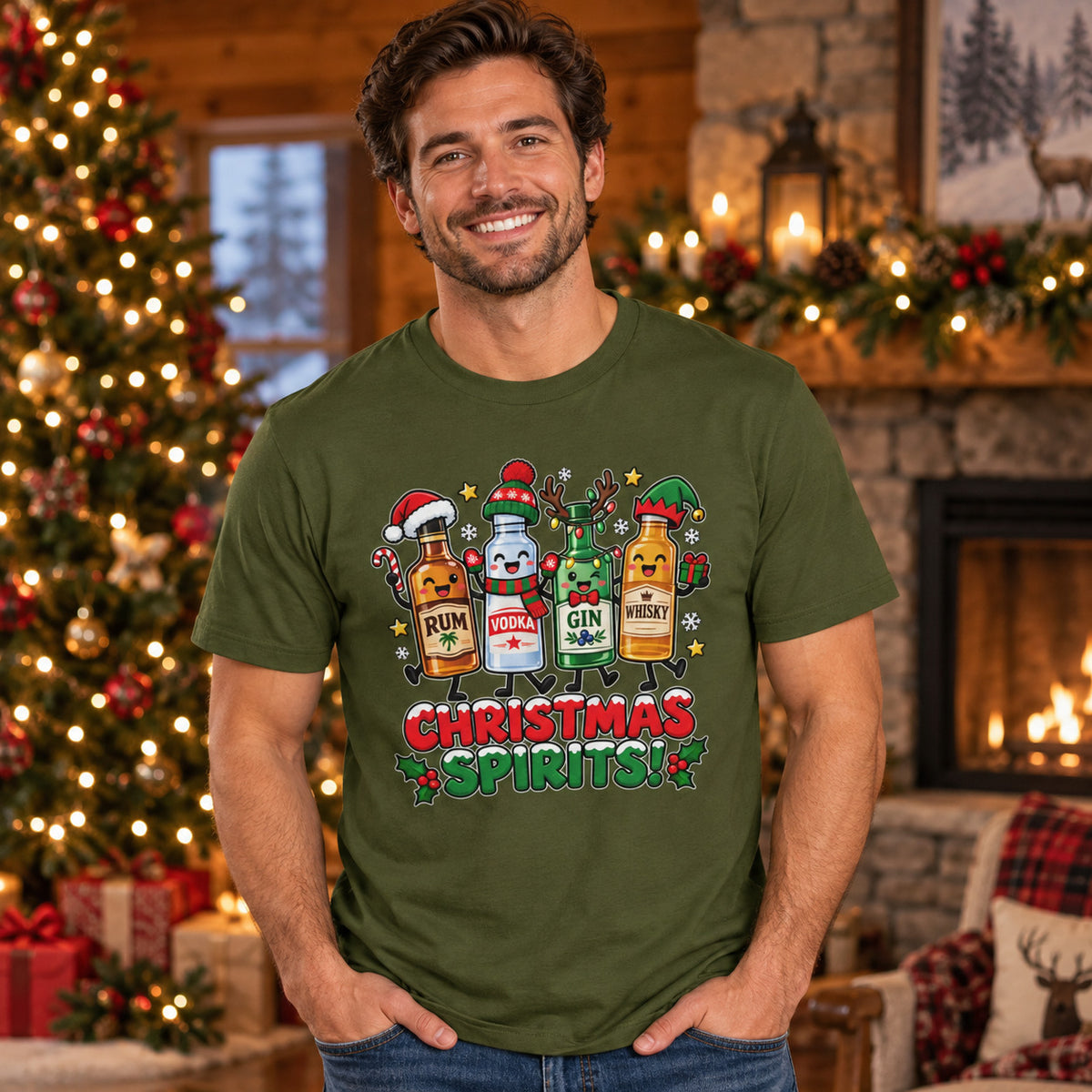 Christmas Spirits T-Shirt - Funny Festive Drinking Party Tee