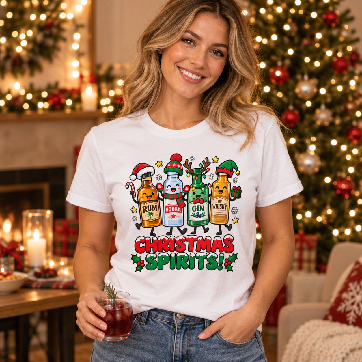Christmas Spirits T-Shirt - Funny Festive Drinking Party Tee
