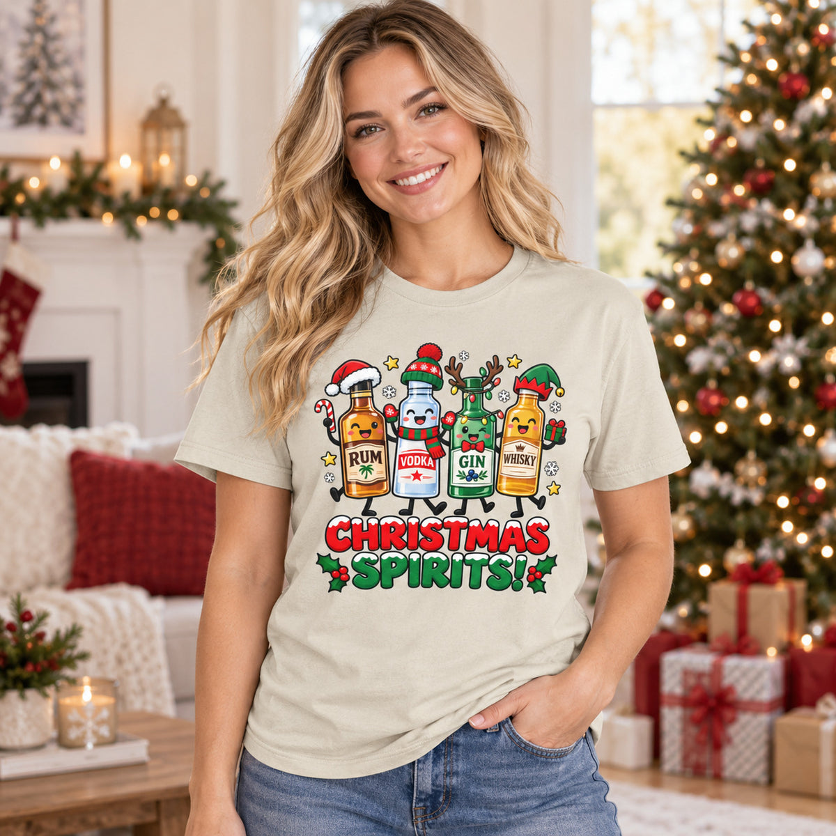 Christmas Spirits T-Shirt - Funny Festive Drinking Party Tee