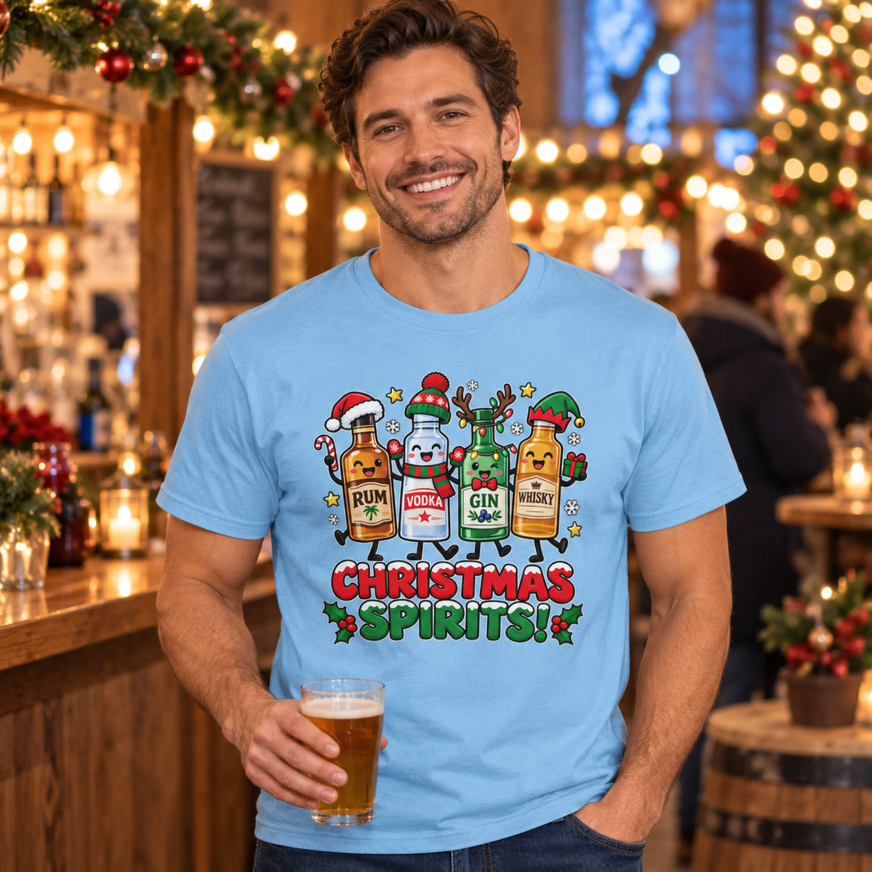 Christmas Spirits T-Shirt - Funny Festive Drinking Party Tee
