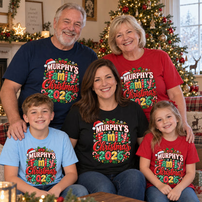 Personalised Family Christmas T-Shirt 2026 - Matching Adult & Kids Tees