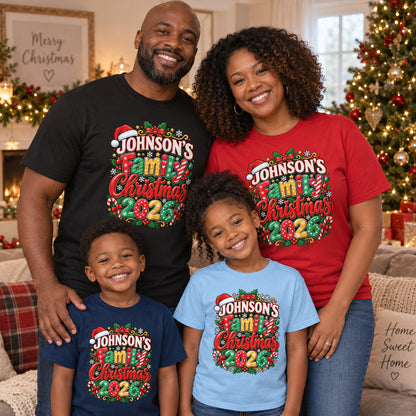 Personalised Family Christmas T-Shirt 2026 - Matching Adult & Kids Tees