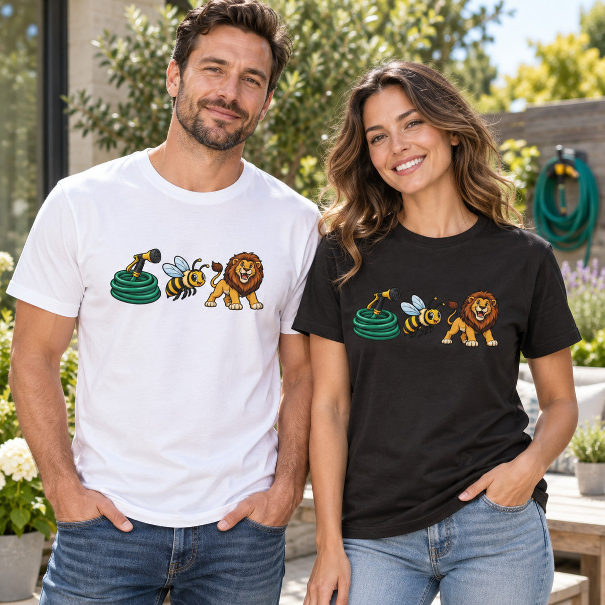 Hose Bee Lion T-Shirt - Funny Visual Pun Rebus Graphic Tee