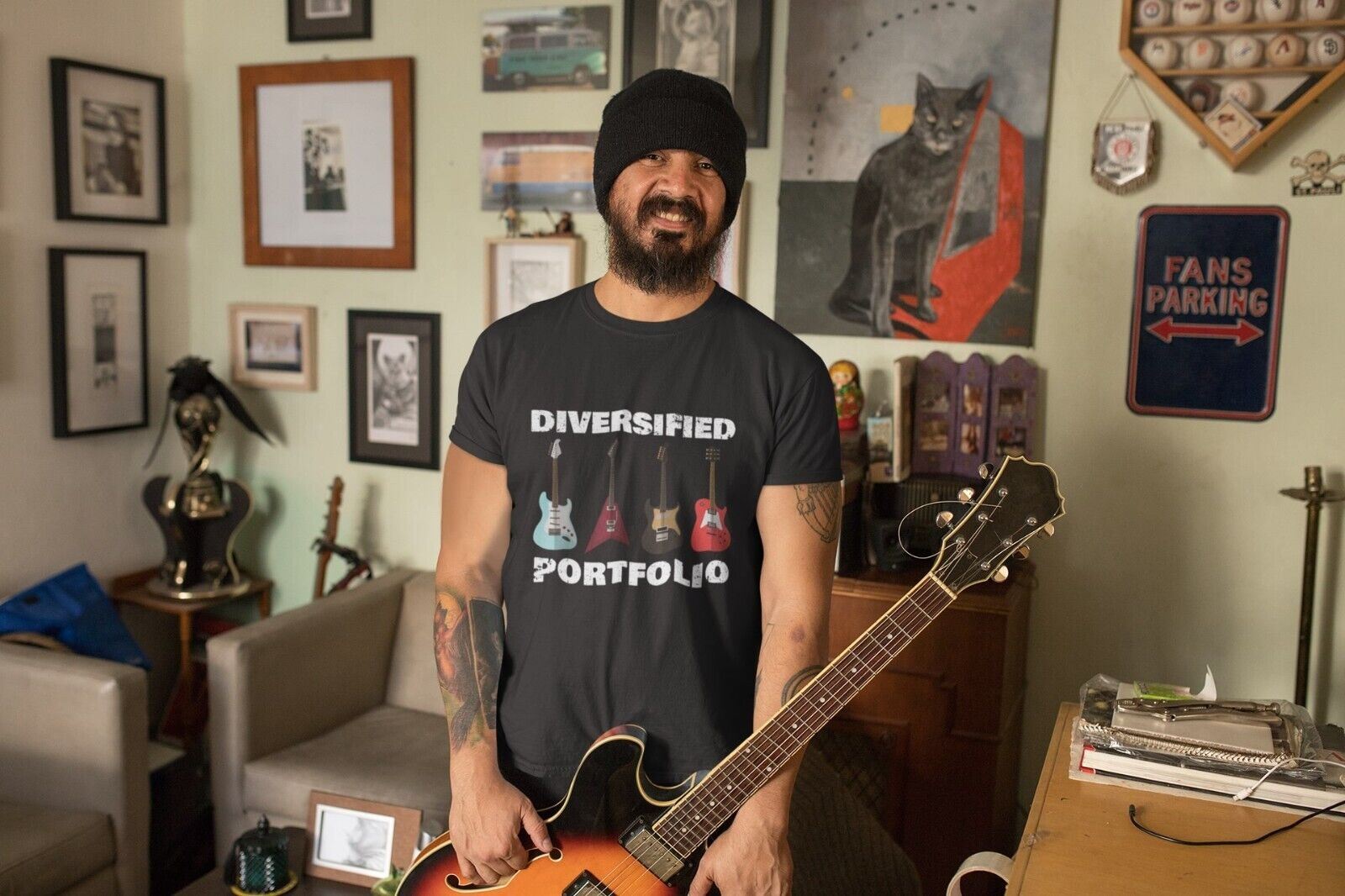 DIVERSIFIED PORTFOLIO Funny Guitar T Shirt Guitarist Gift Idea GuitarsGalaxy Tees