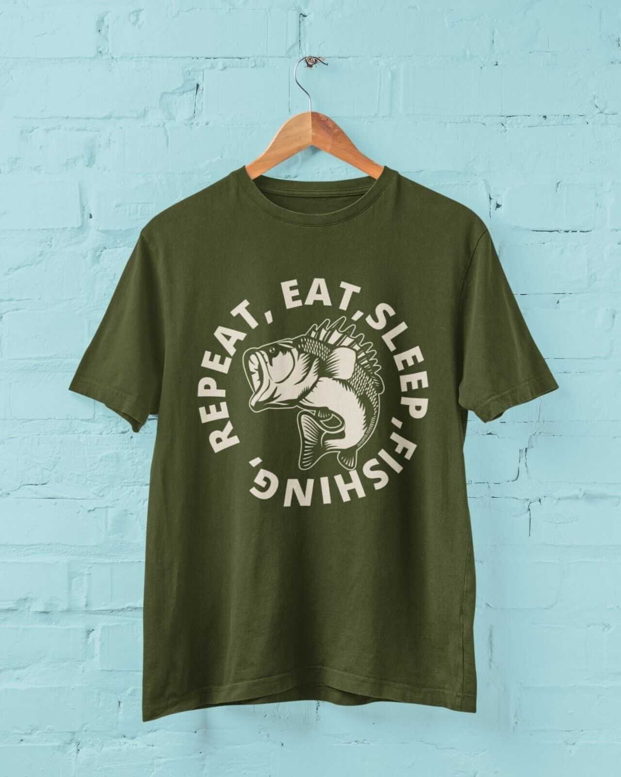 EAT SLEEP FISHING REPEAT Funny Fishrtman T Shirt Dad Grandad Gift IdeaGalaxy Tees