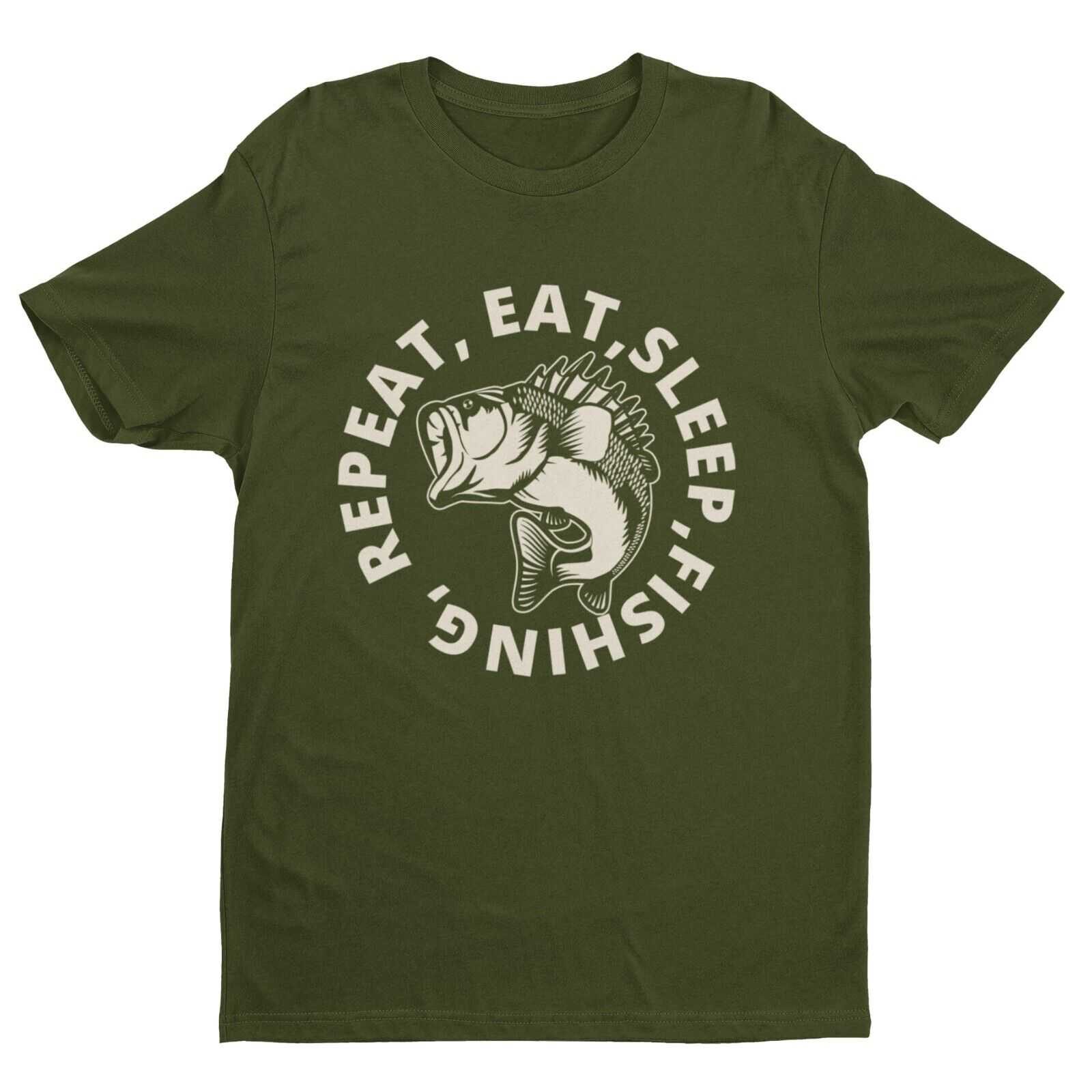 EAT SLEEP FISHING REPEAT Funny Fishrtman T Shirt Dad Grandad Gift IdeaGalaxy Tees