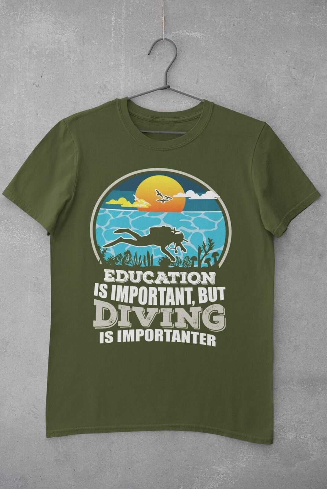 EDUCATION IS IMPORTANT BUT DIVING IS IMPORTANTER Funny Scuba T Shirt DGalaxy Tees