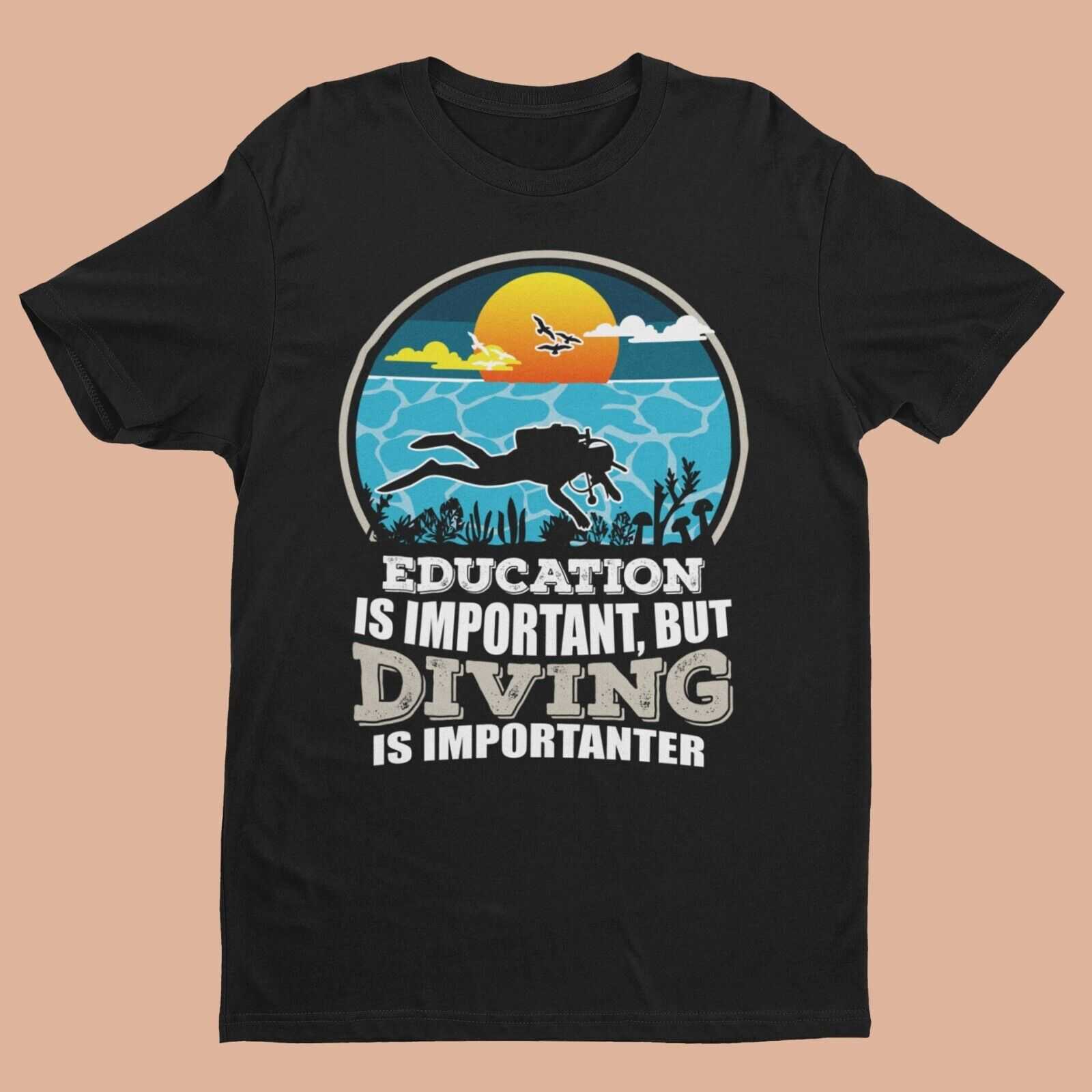 EDUCATION IS IMPORTANT BUT DIVING IS IMPORTANTER Funny Scuba T Shirt DGalaxy Tees