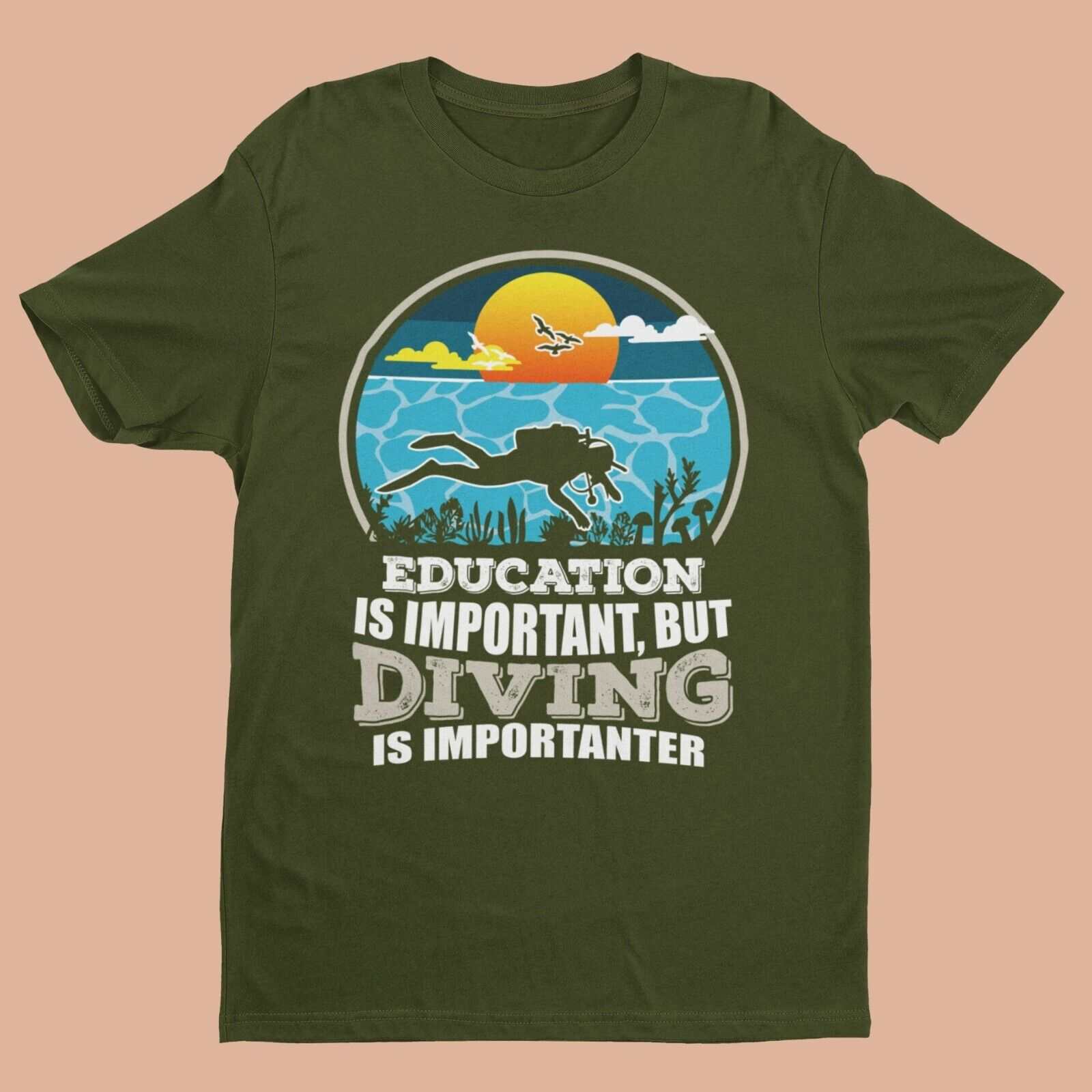 EDUCATION IS IMPORTANT BUT DIVING IS IMPORTANTER Funny Scuba T Shirt DGalaxy Tees