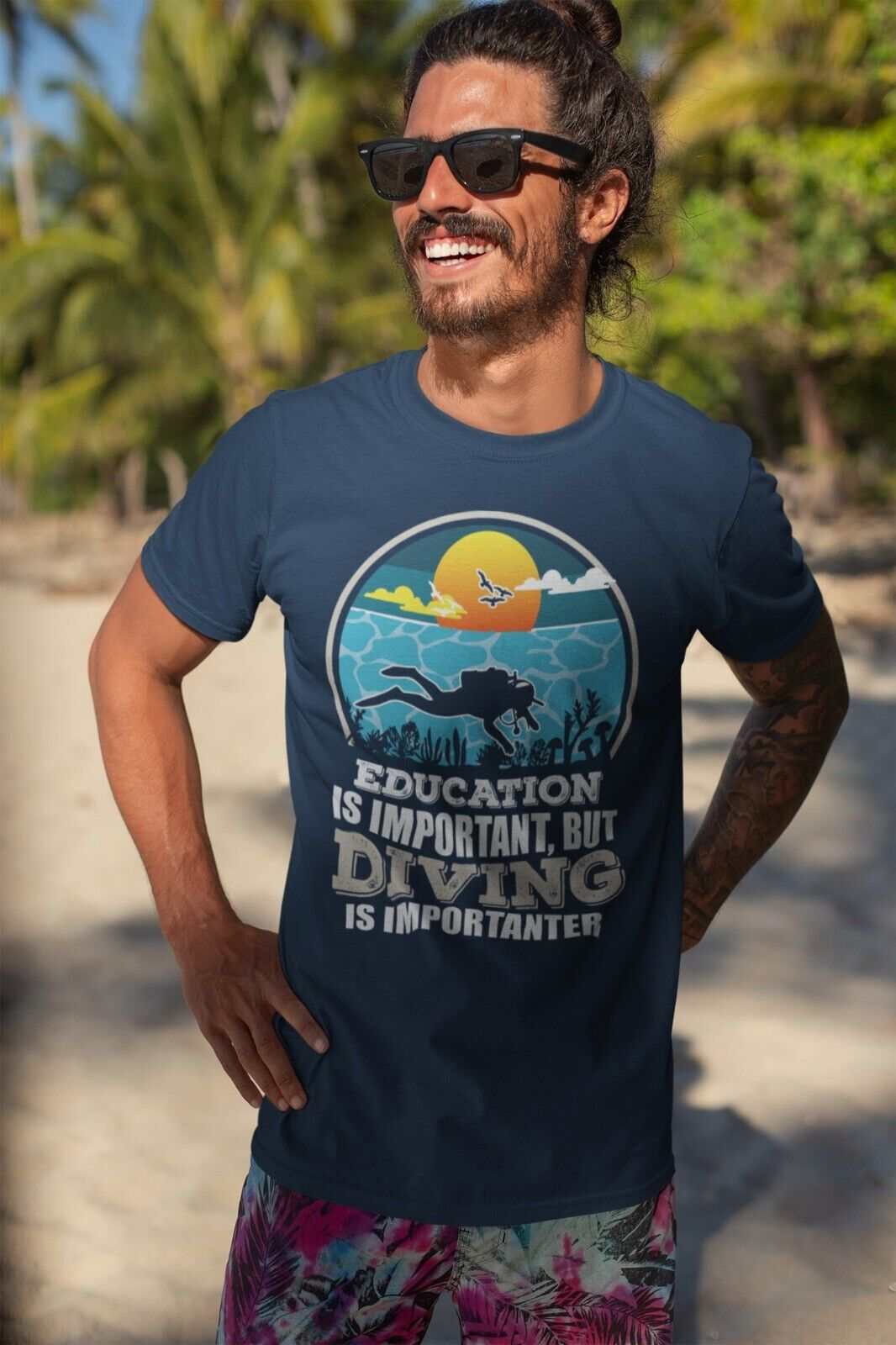 EDUCATION IS IMPORTANT BUT DIVING IS IMPORTANTER Funny Scuba T Shirt DGalaxy Tees