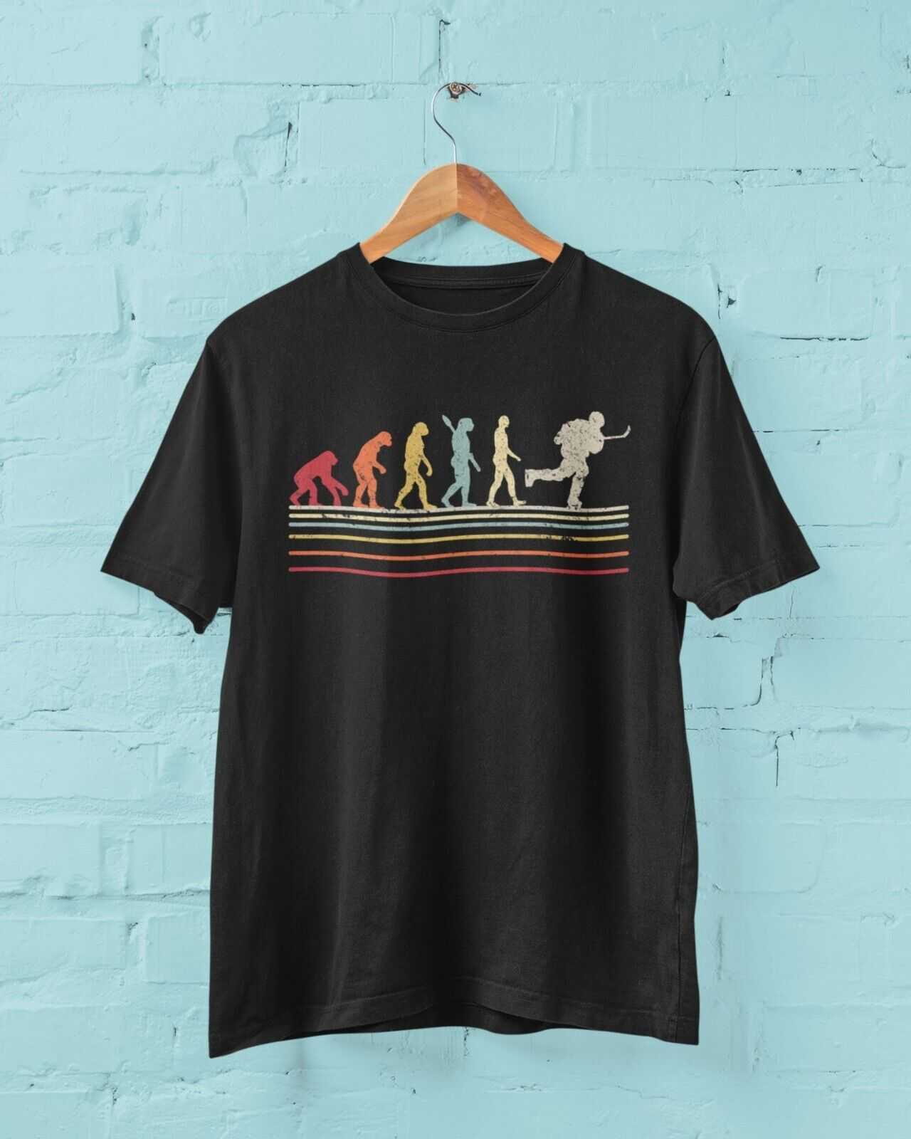 EVOLUTION OF ICE HOCKEY T Shirt Ape To Man Darwin Design Puck Rink FunGalaxy Tees