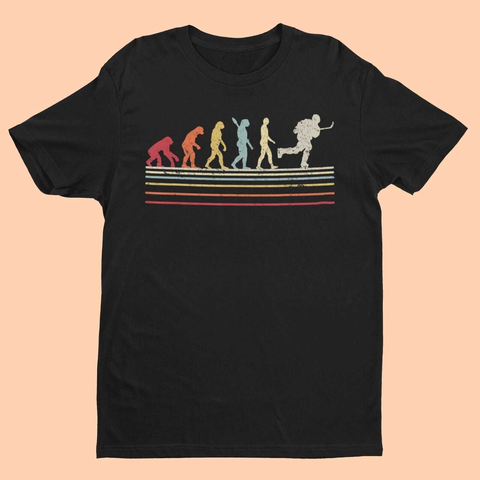 EVOLUTION OF ICE HOCKEY T Shirt Ape To Man Darwin Design Puck Rink FunGalaxy Tees