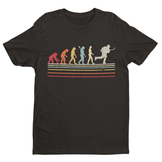 EVOLUTION OF ICE HOCKEY T Shirt Ape To Man Darwin Design Puck Rink FunGalaxy Tees