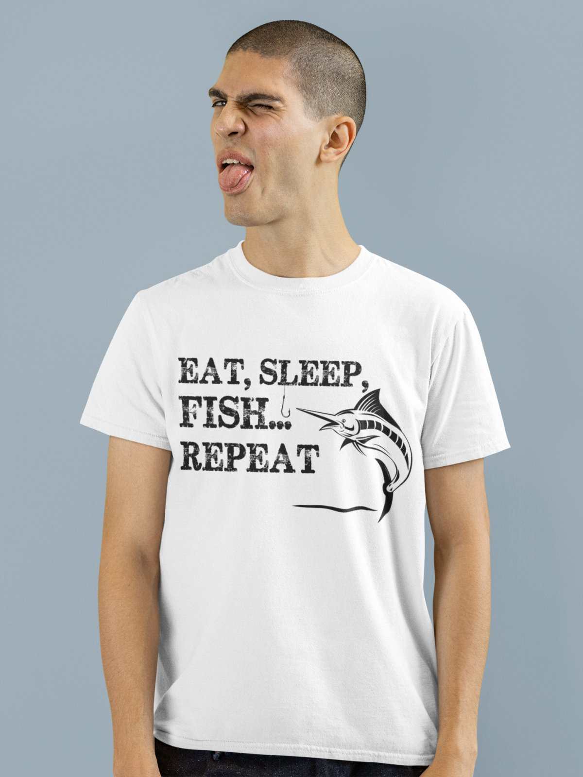 Eat Sleep Fish Repeat Fishing T Shirt Funny Gift Fisherman Angler Dad Galaxy Tees