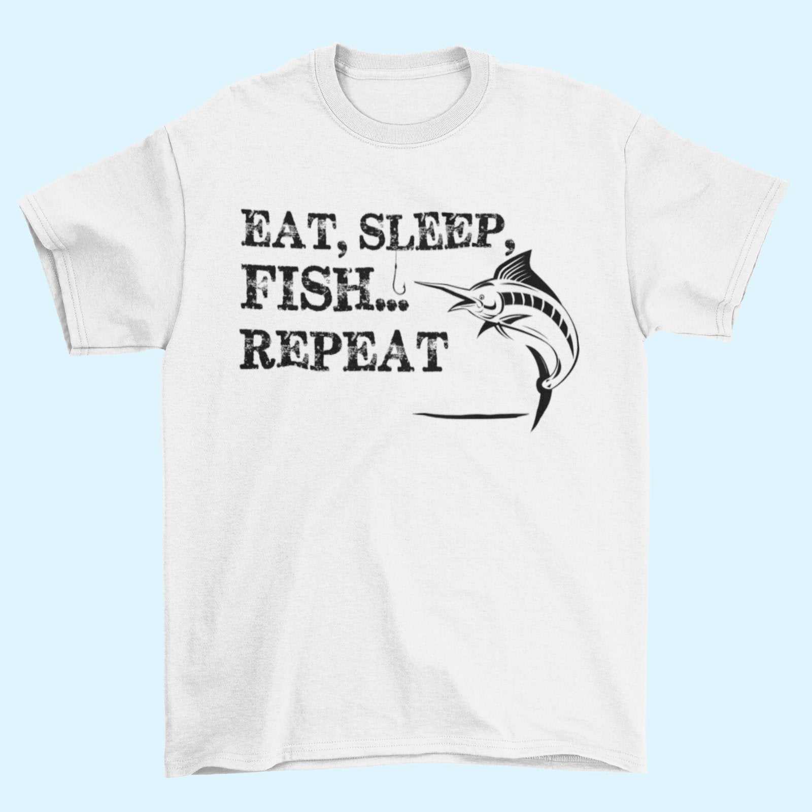 Eat Sleep Fish Repeat Fishing T Shirt Funny Gift Fisherman Angler Dad Galaxy Tees