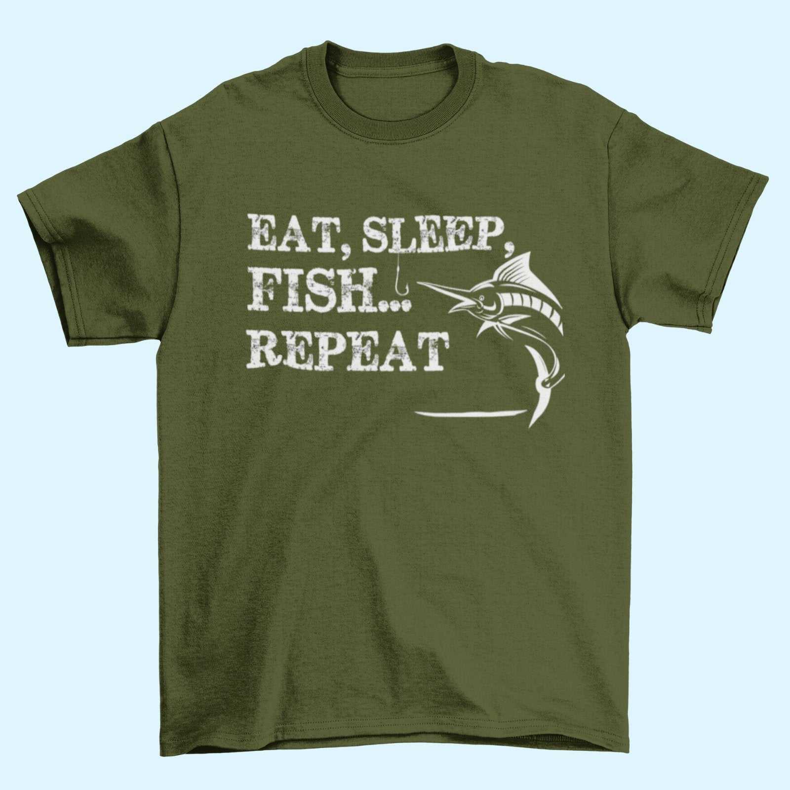 Eat Sleep Fish Repeat Fishing T Shirt Funny Gift Fisherman Angler Dad Galaxy Tees