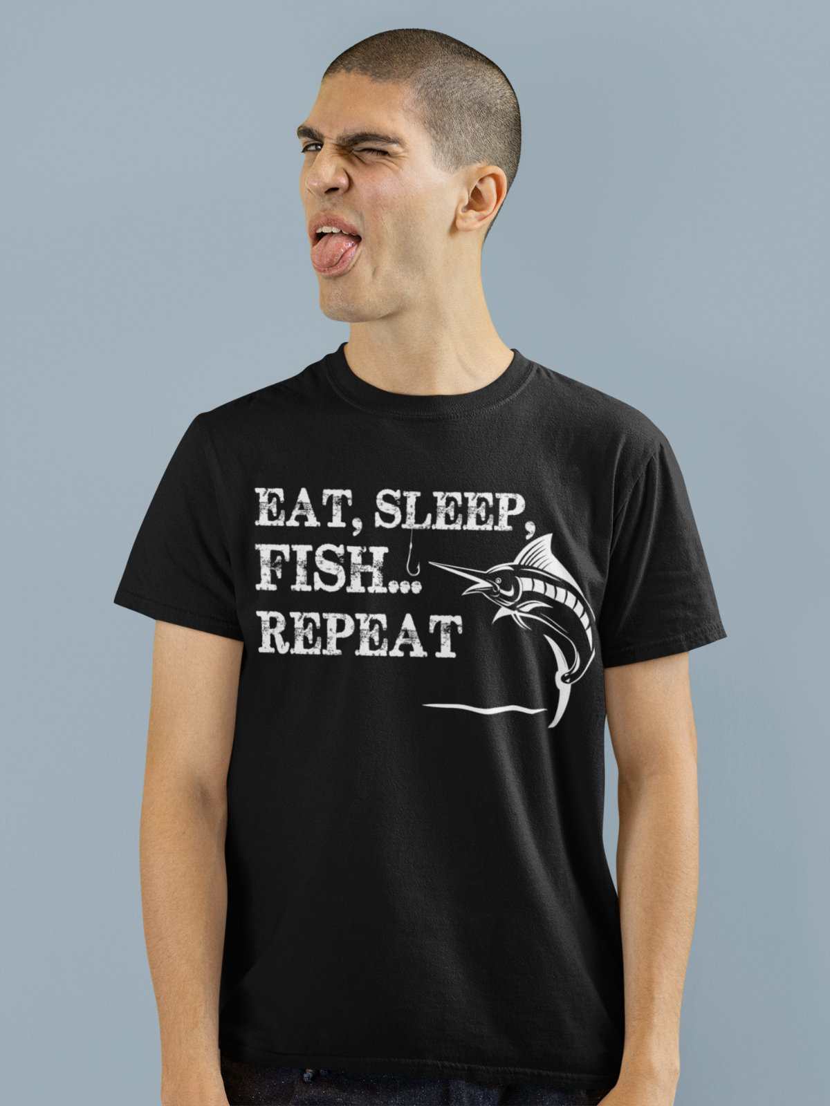 Eat Sleep Fish Repeat Fishing T Shirt Funny Gift Fisherman Angler Dad Galaxy Tees
