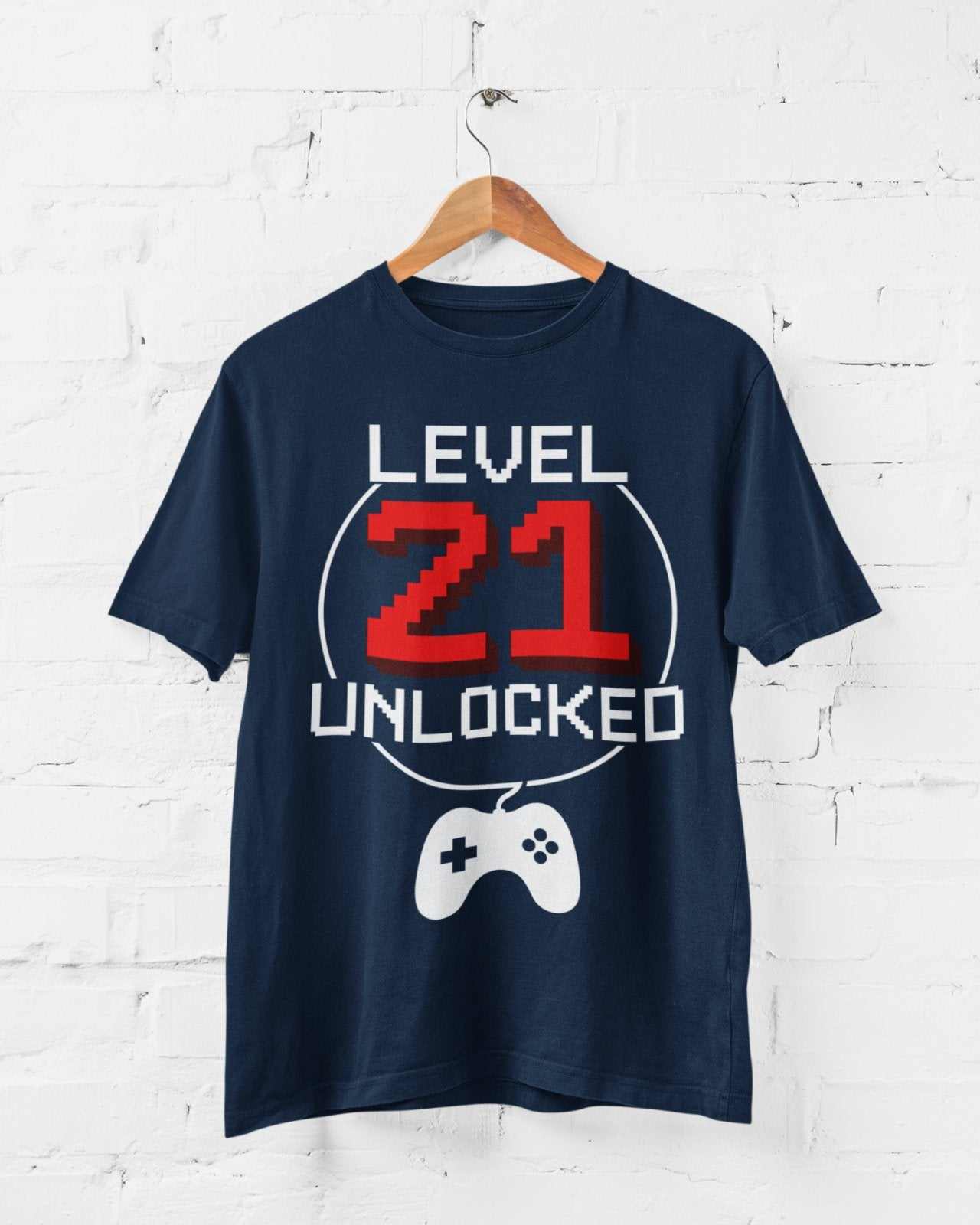 Funny 21st Birthday T Shirt Level 21 Unlocked Gamer Themed Gift Idea GGalaxy Tees