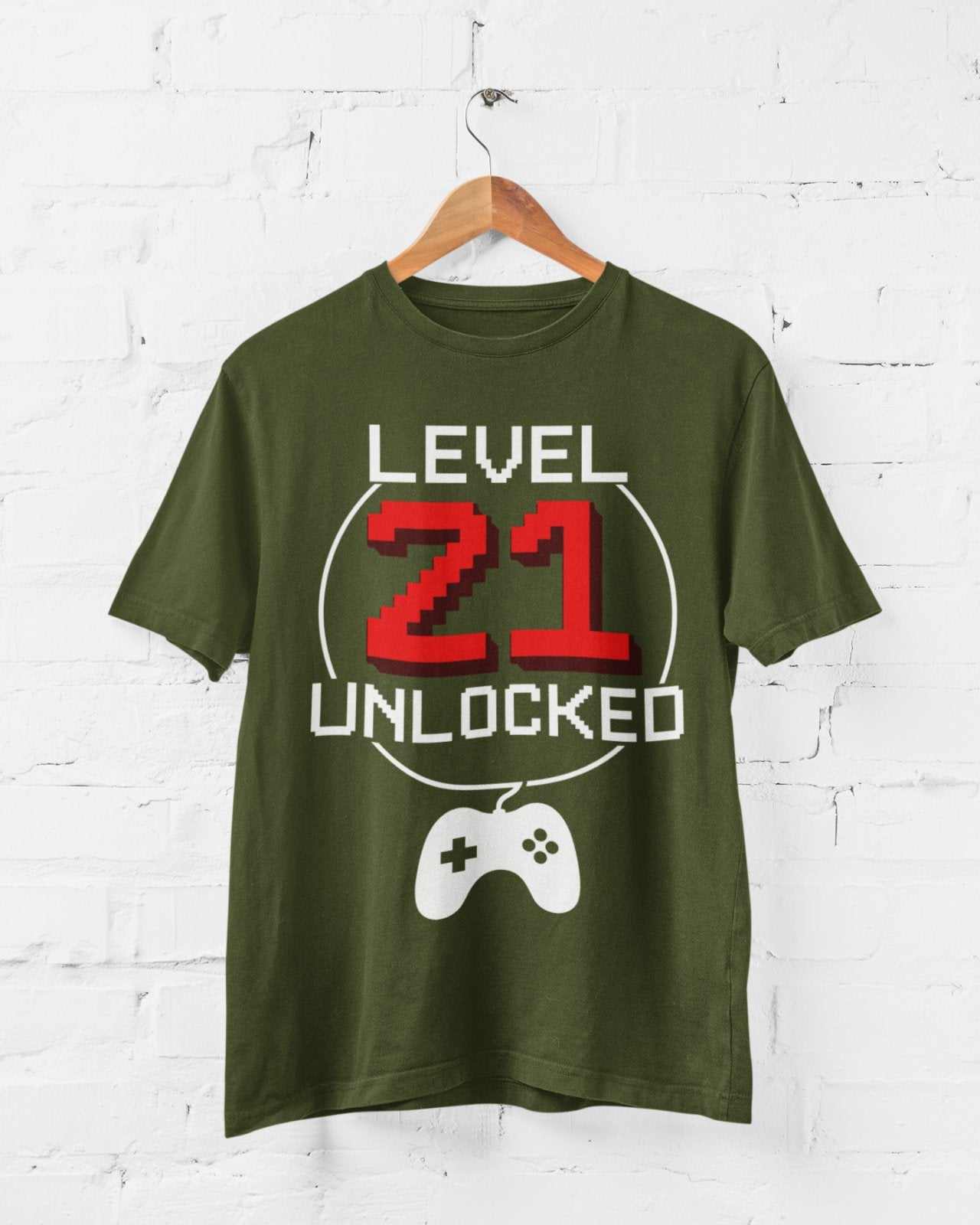 Funny 21st Birthday T Shirt Level 21 Unlocked Gamer Themed Gift Idea GGalaxy Tees