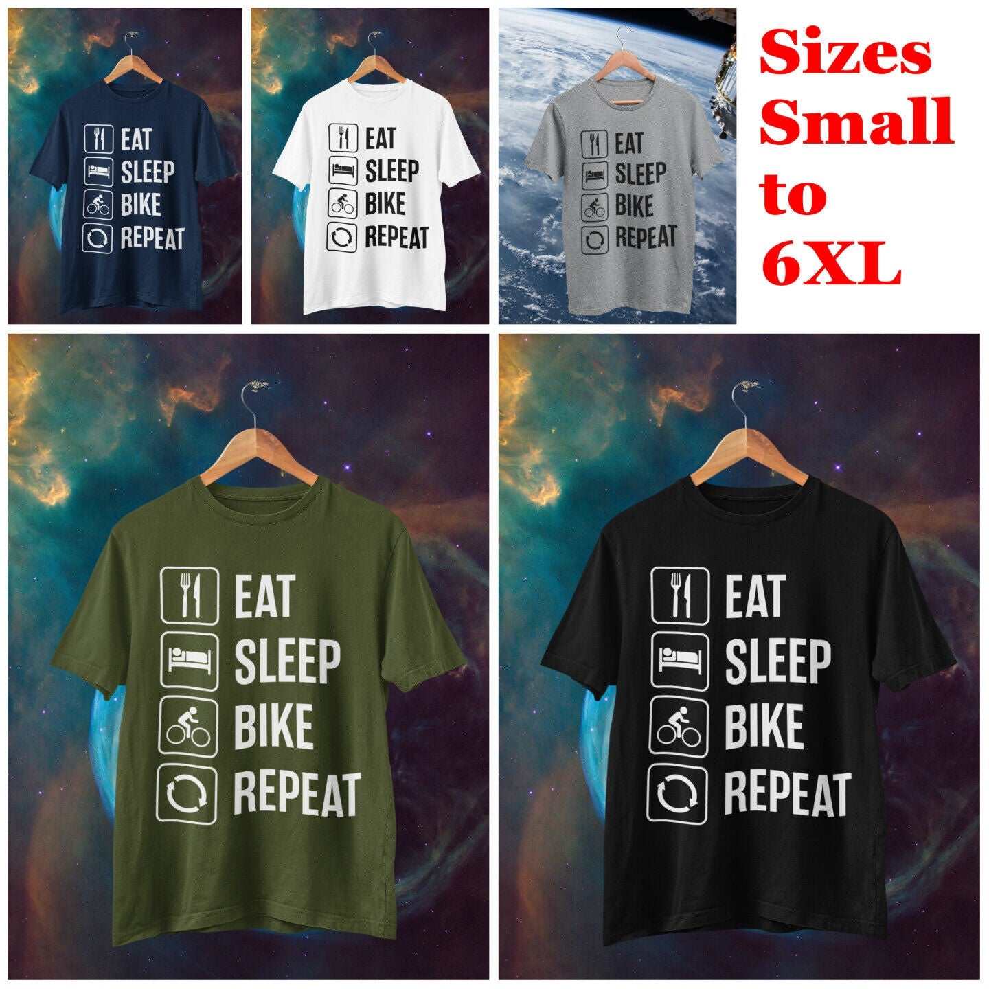 Funny Cycling T Shirt Eat Sleep Bike Repeat Gift For Cyclist Dad NovelGalaxy Tees