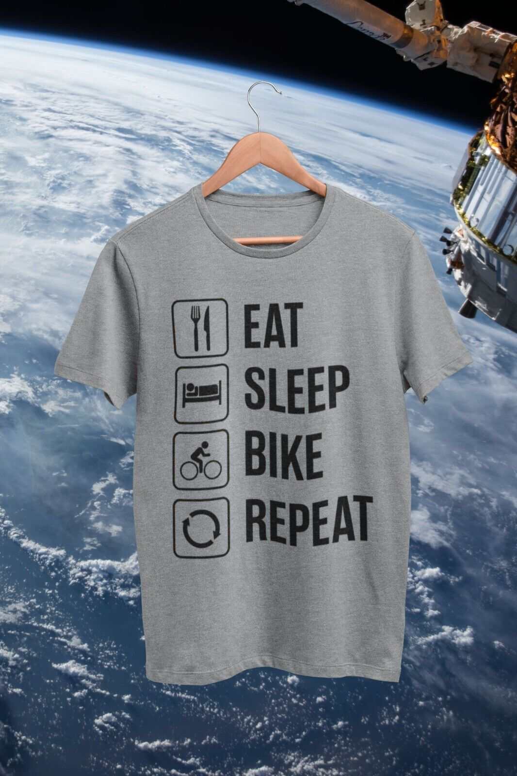 Funny Cycling T Shirt Eat Sleep Bike Repeat Gift For Cyclist Dad NovelGalaxy Tees