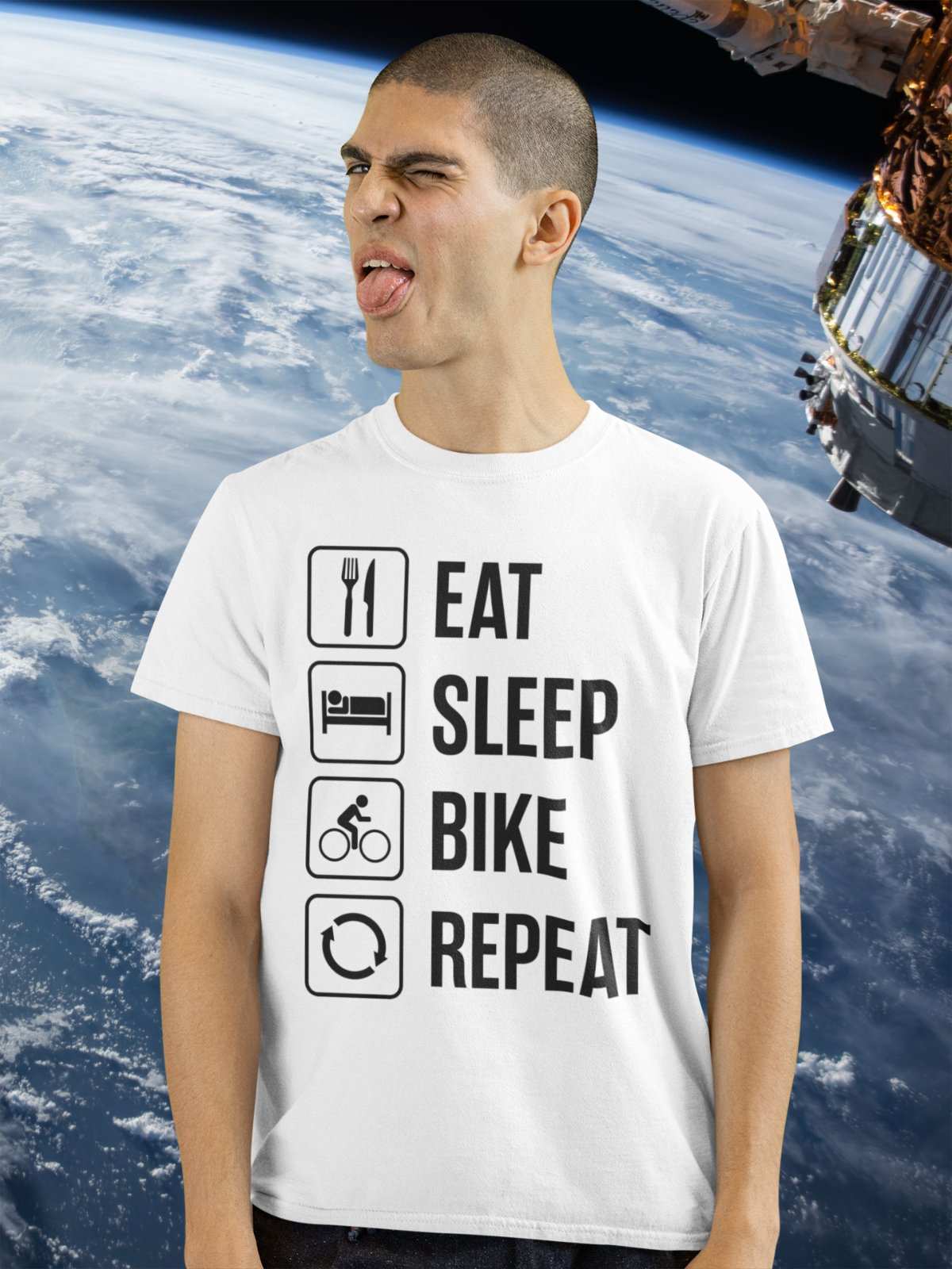 Funny Cycling T Shirt Eat Sleep Bike Repeat Gift For Cyclist Dad NovelGalaxy Tees