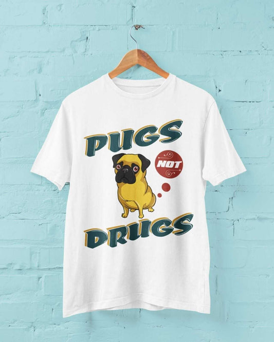 Funny Dog T Shirt PUGS NOT DRUGS joke novelty Recovery cute gift idea Galaxy Tees