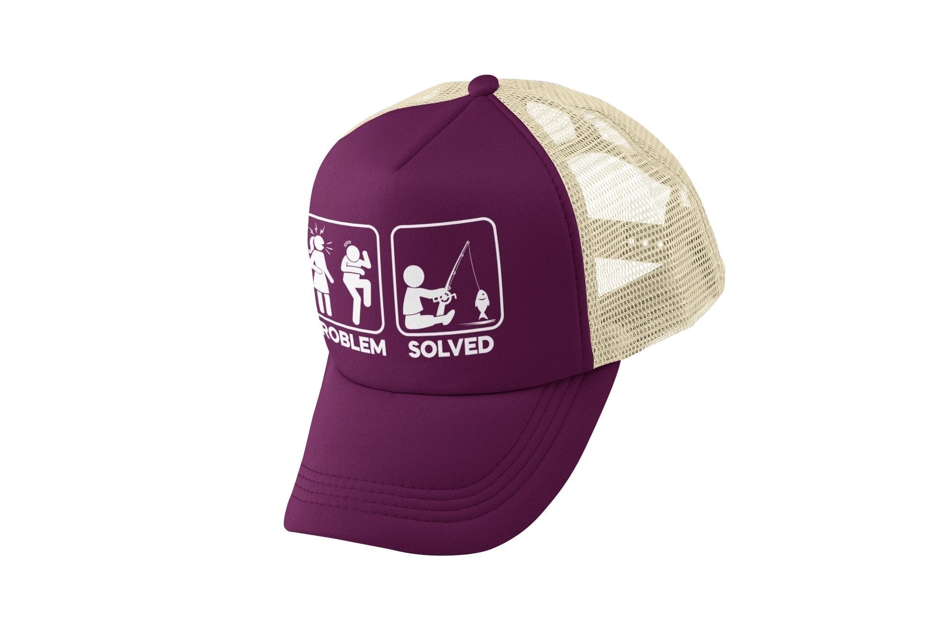 Funny Fishing Cap Problem Solved with nagging wife partner graphic TruGalaxy Tees