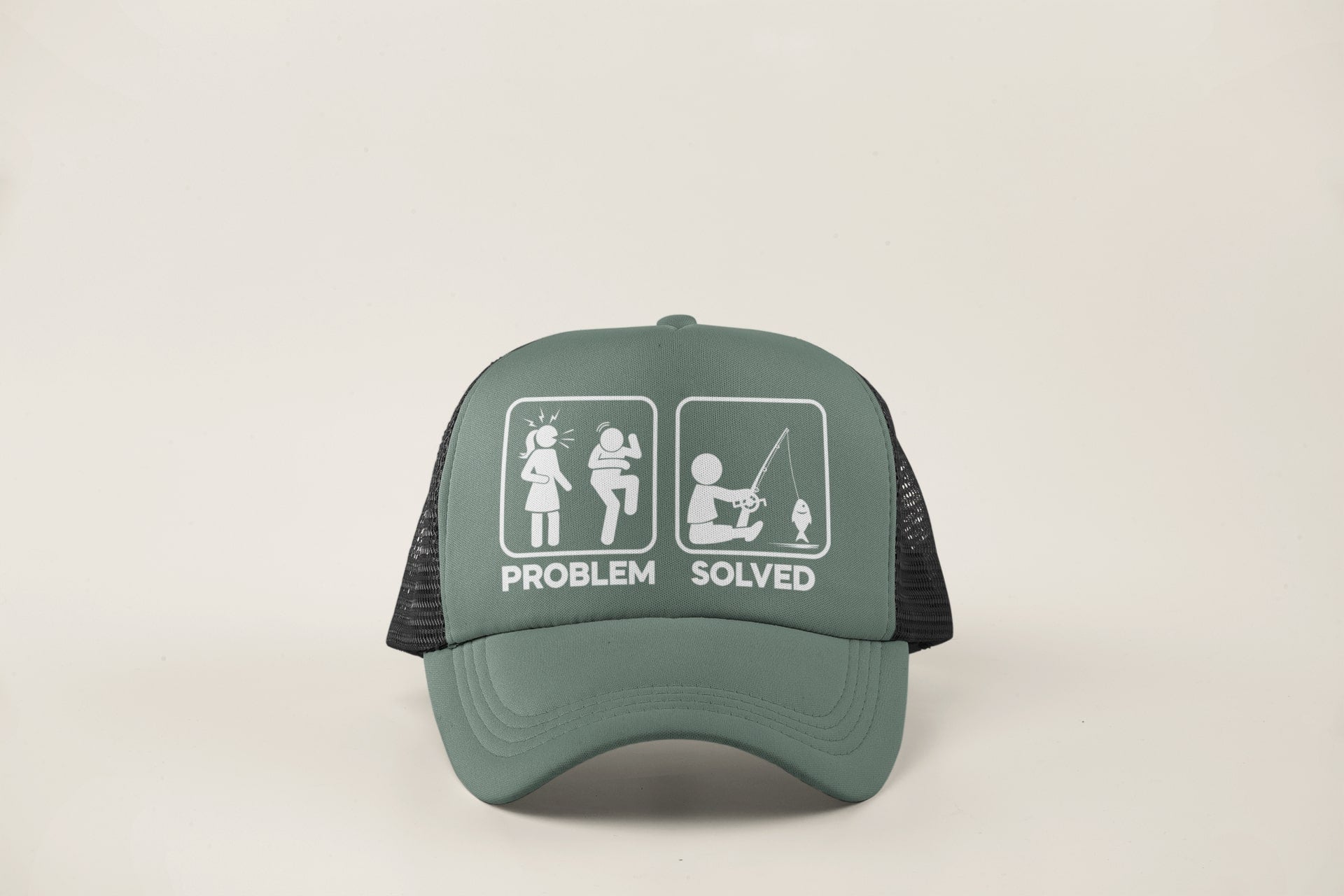 Funny Fishing Cap Problem Solved with nagging wife partner graphic TruGalaxy Tees