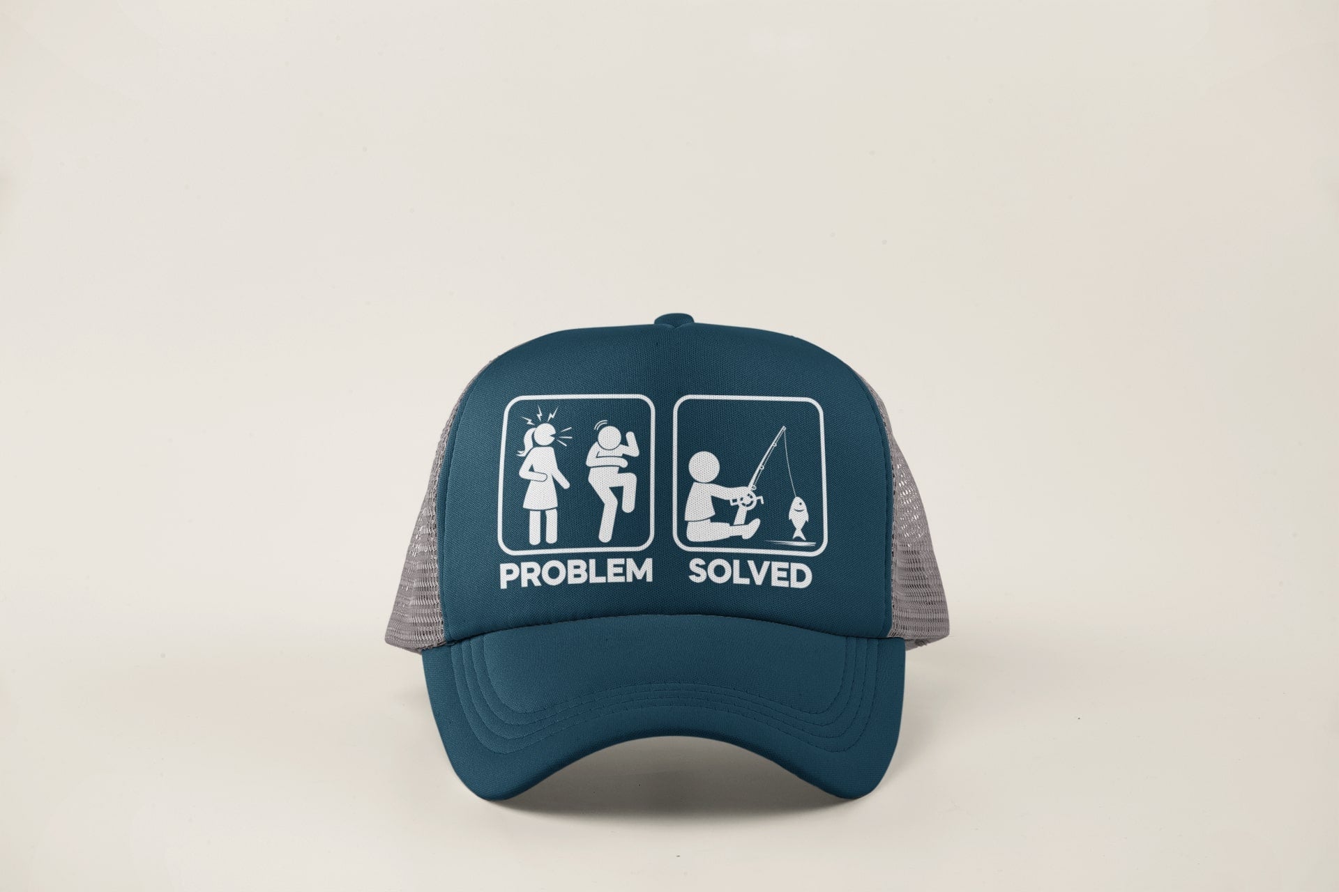 Funny Fishing Cap Problem Solved with nagging wife partner graphic TruGalaxy Tees