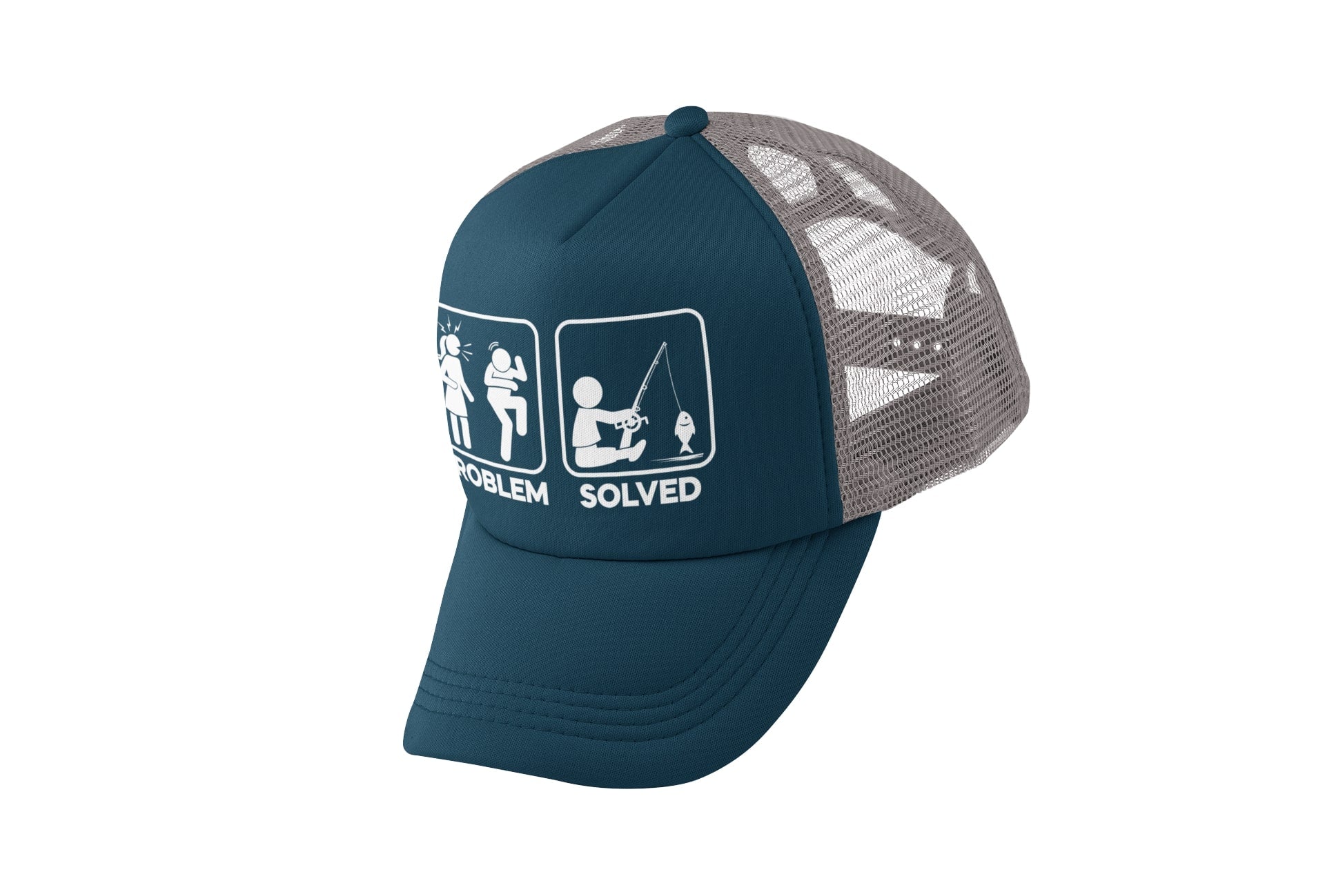 Funny Fishing Cap Problem Solved with nagging wife partner graphic TruGalaxy Tees