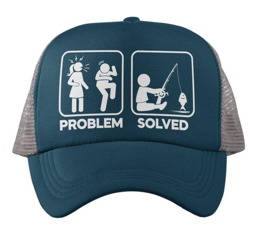 Funny Fishing Cap Problem Solved with nagging wife partner graphic TruGalaxy Tees