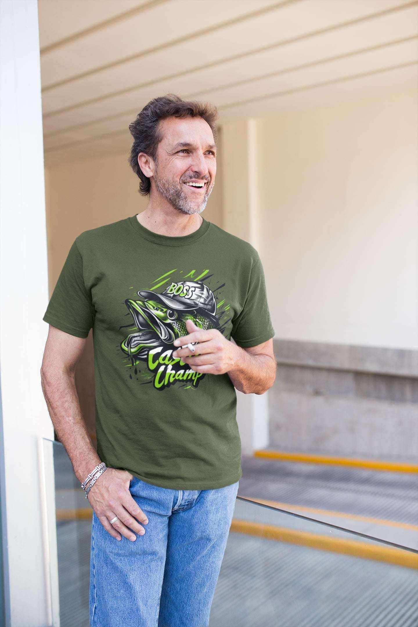 Funny Fishing T Shirt Casting Champ Novelty Anglers Gift Idea Dad GranGalaxy Tees