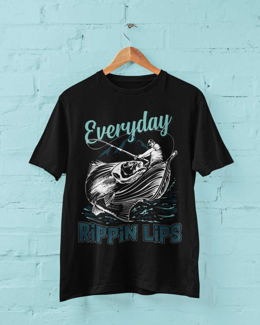 Funny Fishing T Shirt Everyday Rippin Lips Fisherman Gift Dad Angler OGalaxy Tees