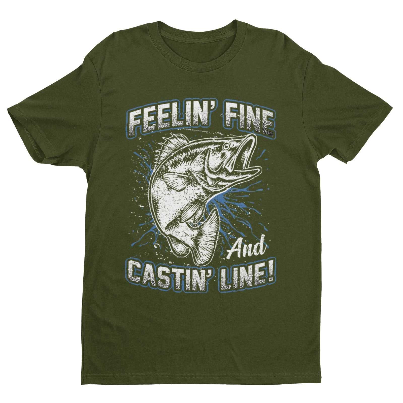 Funny Fishing T Shirt Feelin' Fine And Castin Line Fisherman Angler GiGalaxy Tees