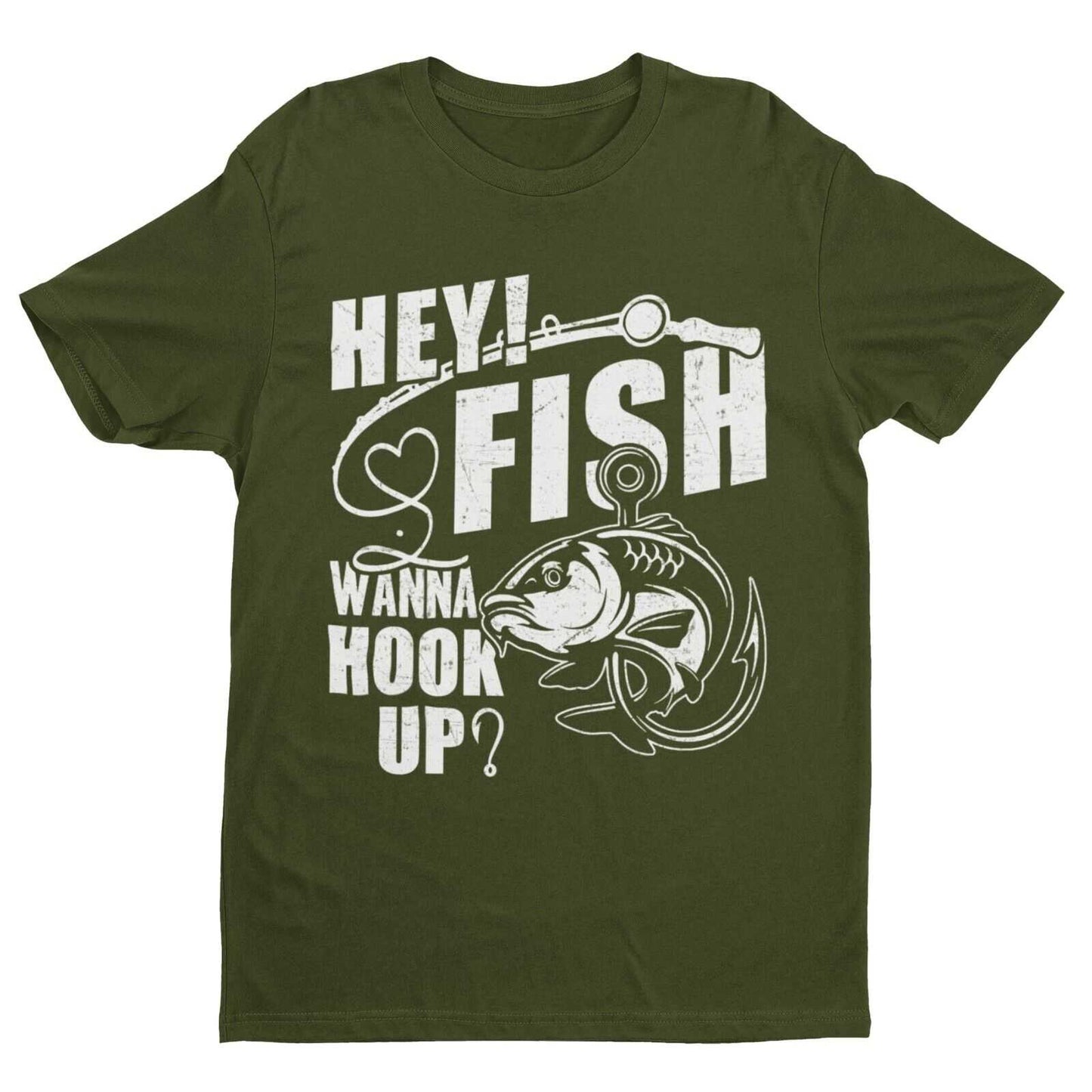 Funny Fishing T Shirt HEY FISH WANNA HOOK UP ? Gift For Fisherman Dad Galaxy Tees