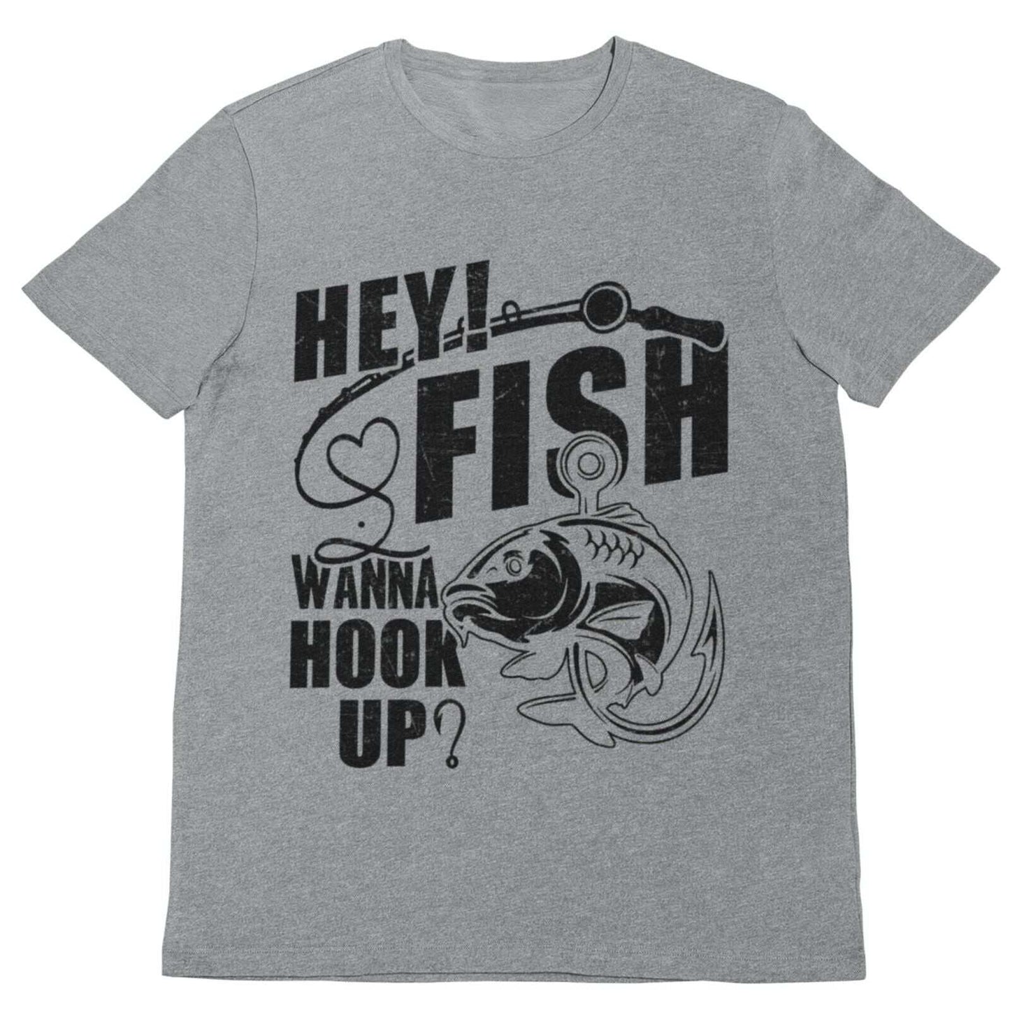 Funny Fishing T Shirt HEY FISH WANNA HOOK UP ? Gift For Fisherman Dad Galaxy Tees