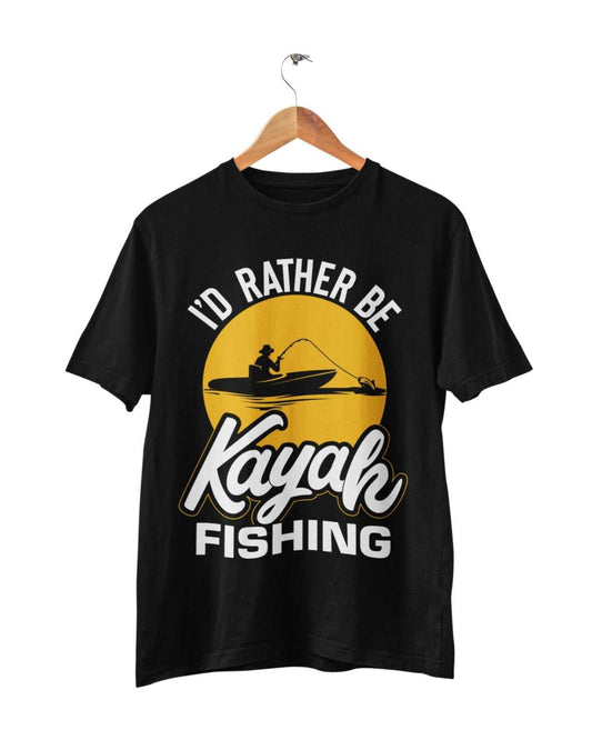 Funny Fishing T Shirt I'd Rather Be KAYAK Fishing Gift Idea Fisherman Galaxy Tees