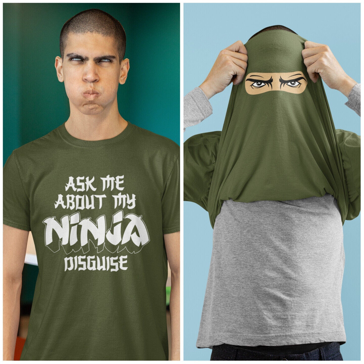 Funny Flip T Shirt ASK ME ABOUT MY NINJA DISGUISE - Eyes Inside Funny Galaxy Tees